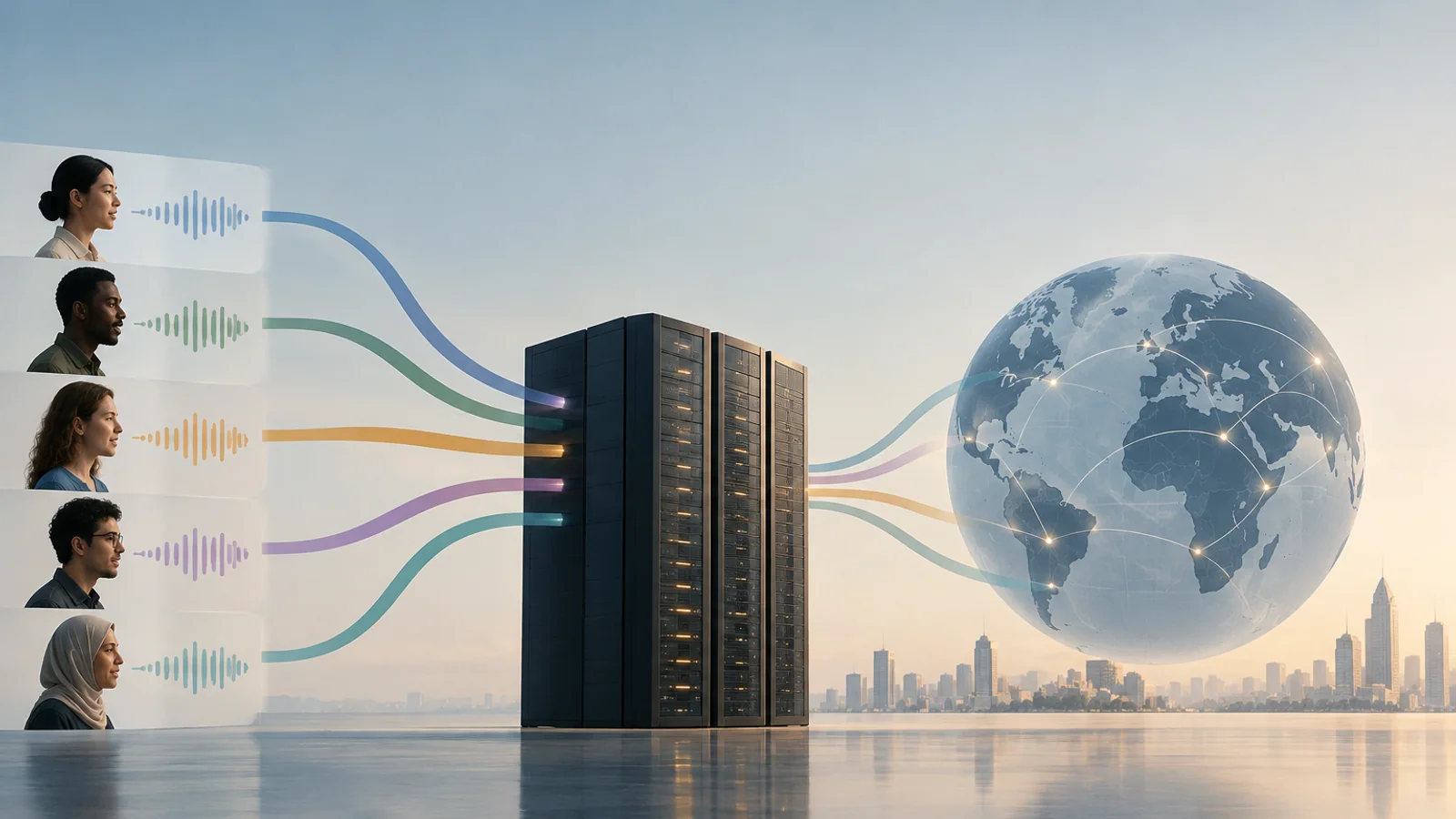 Multiple speakers connected to a global digital voice infrastructure